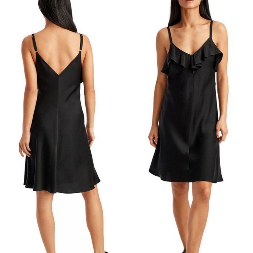 A.L.C Kinley Satin Slip Dress Ruffles Size 4